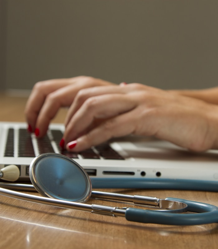 Medical professional in a bright, modern laboratory environment
